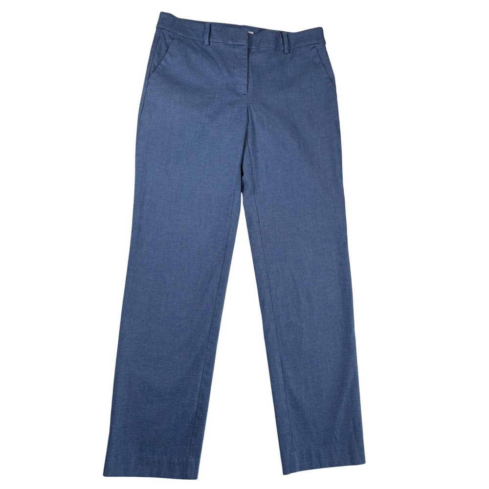 Loft The Riviera Slim Blue Textured Straight Leg Dress Pants Womens 6T Tall Chic
